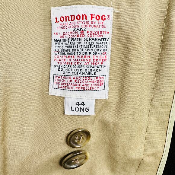 Vintage London Fog Maincoats‎ Classic Mens 44L Detachable Liner Trench Coat Tan - Picture 2 of 14